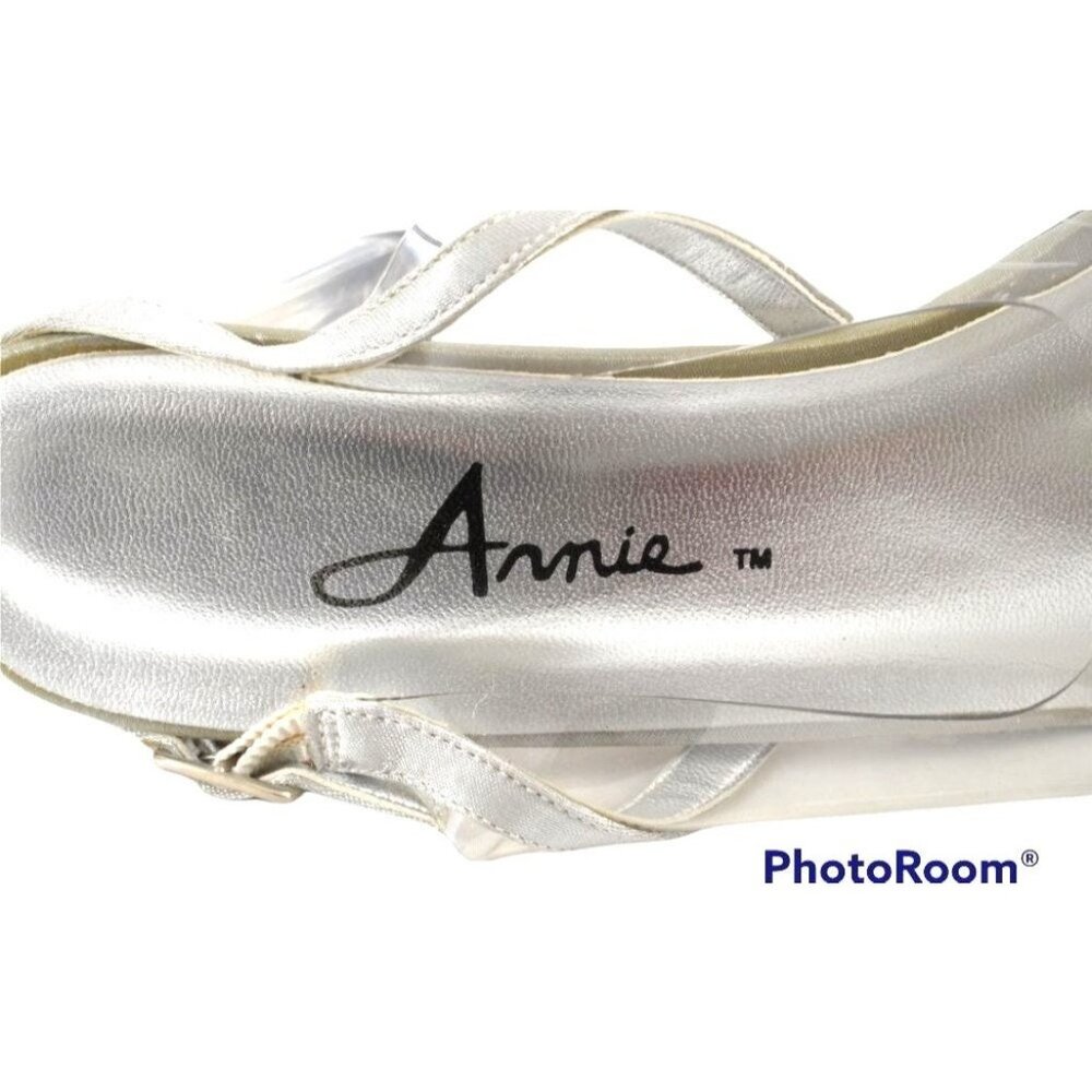 Annie Chance Silver Satin Slingbacks Rhinestone Clear Heels 8.5M Y2K Glam! - Picture 6 of 9